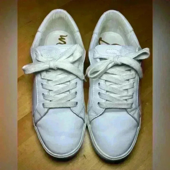 Sam Edelman Ethyl Sneakers, White Leather, Lace-up Tennis Shoes, Women's Size 8 - Picture 4 of 13